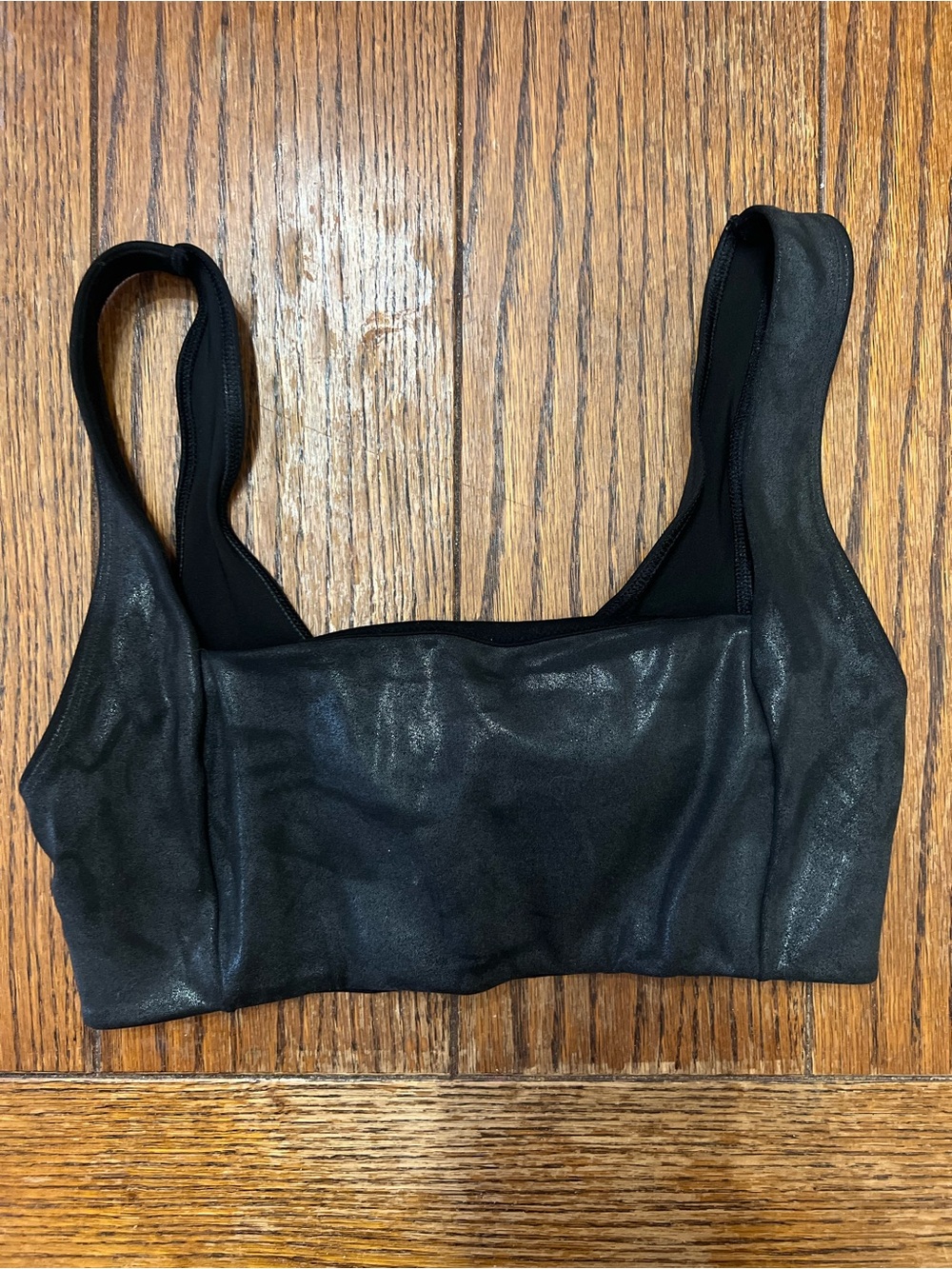 Pink Active Ultimate Sports Bra Medium Black Metallic Square Neck Cutout